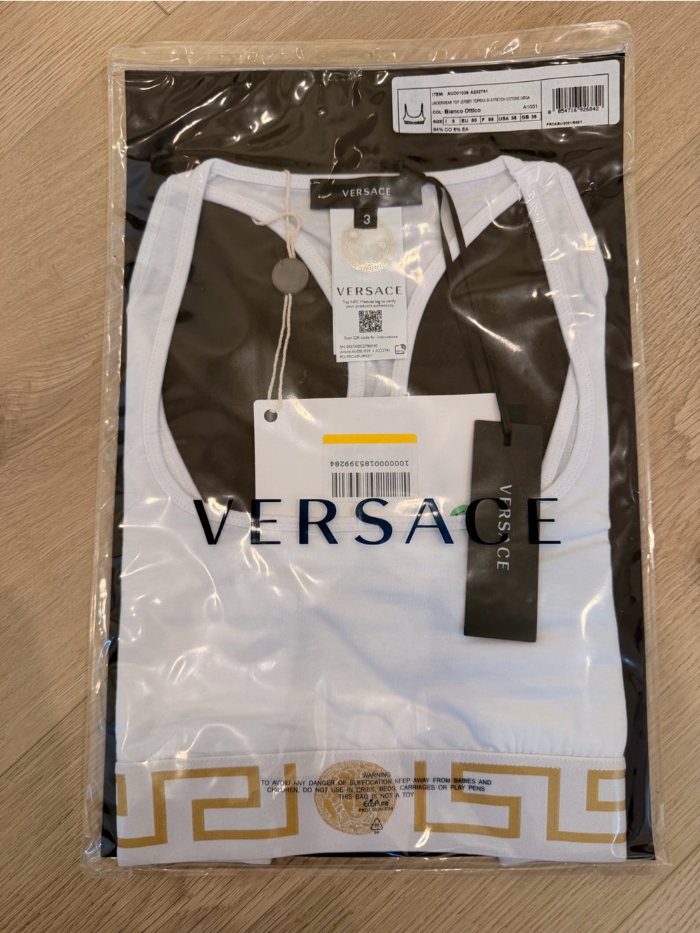 AUTHENTIC✨NEW✨ Versace White & Gold Sport Bra/Top Size 3